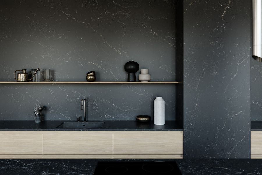 Innovative Oberfläche Moderne Design-Küche mit dunkler Quarzoberfläche